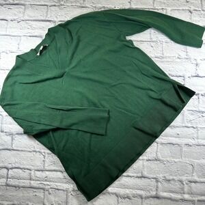 Loft Womens XL Dark Green V-Neck Long Sleeve Fine Gauge Knit Pullover Sweater